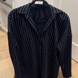 Babaton Dark Blue Pinstripe Shirt